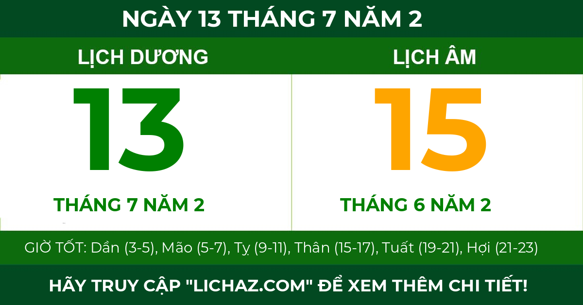 lịch âm ngày 13 tháng 7 năm 2
