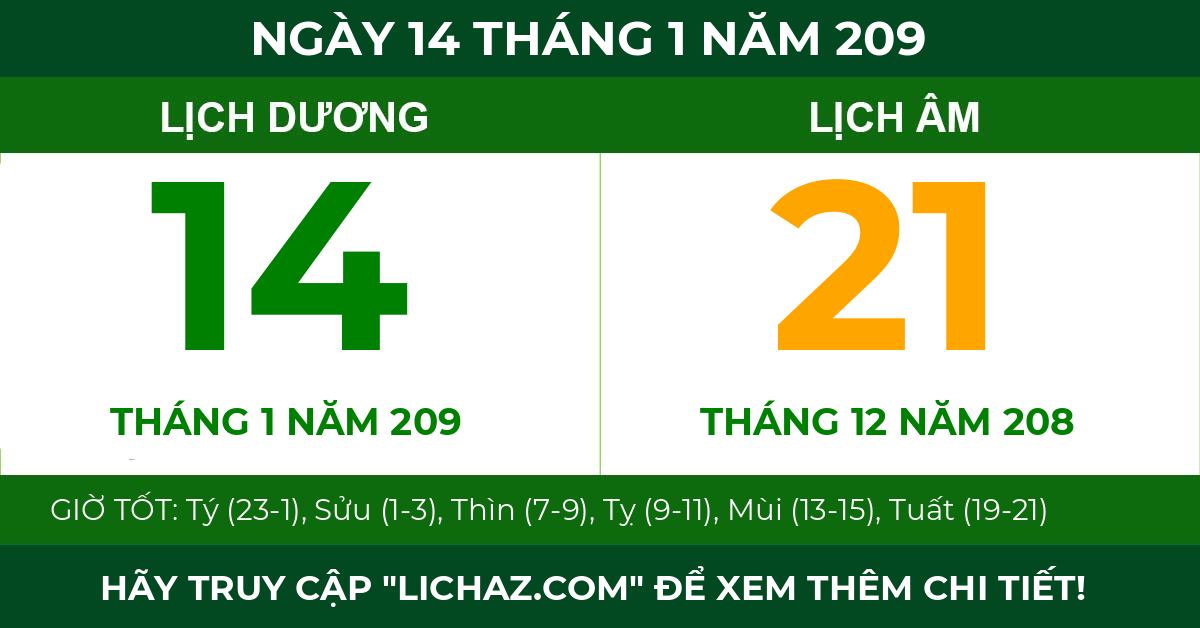 lịch âm ngày 14 tháng 1 năm 209