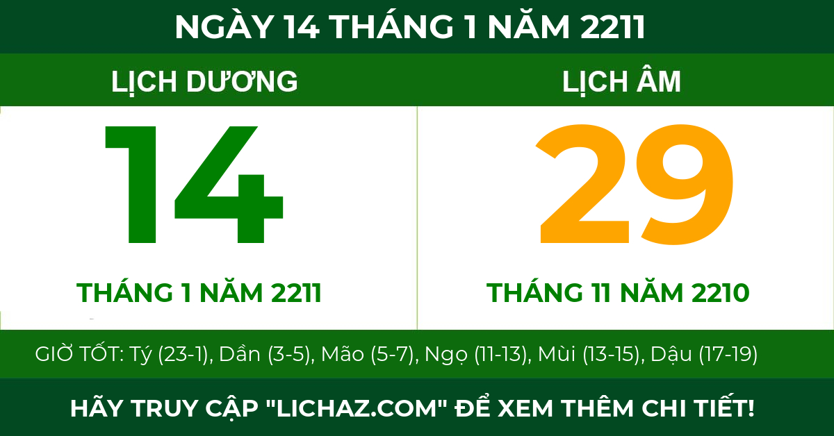lịch âm ngày 14 tháng 1 năm 2211