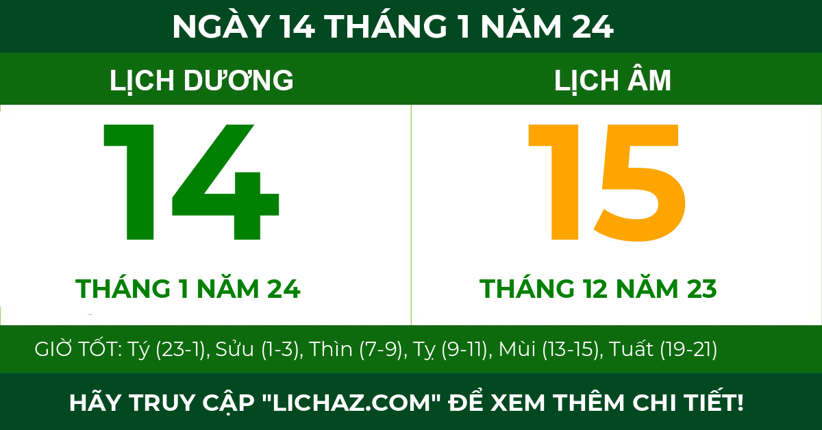 lịch âm ngày 14 tháng 1 năm 24