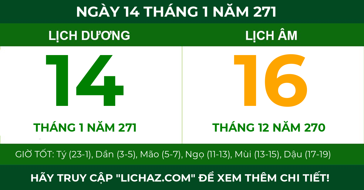 lịch âm ngày 14 tháng 1 năm 271
