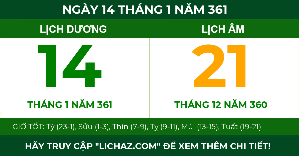 lịch âm ngày 14 tháng 1 năm 361