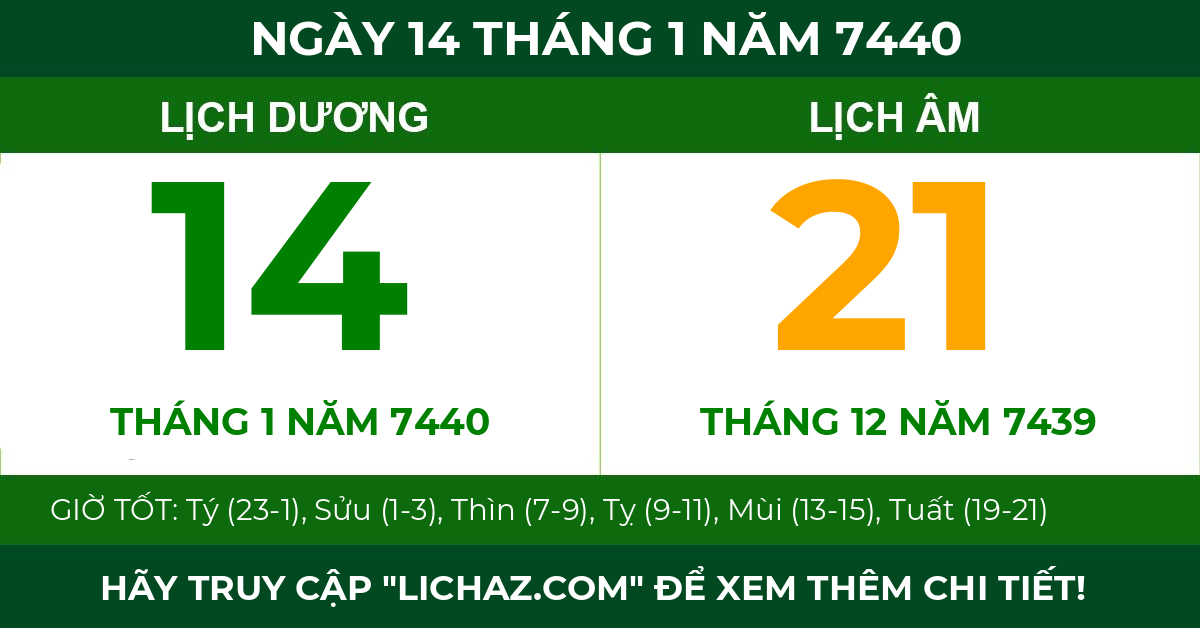 lịch âm ngày 14 tháng 1 năm 7440