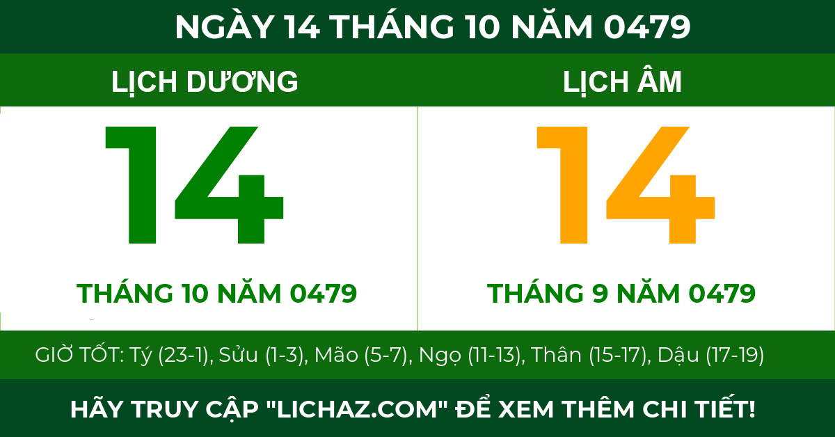 lịch âm ngày 14 tháng 10 năm 0479