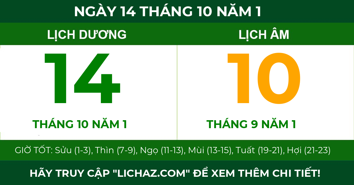 lịch âm ngày 14 tháng 10 năm 1