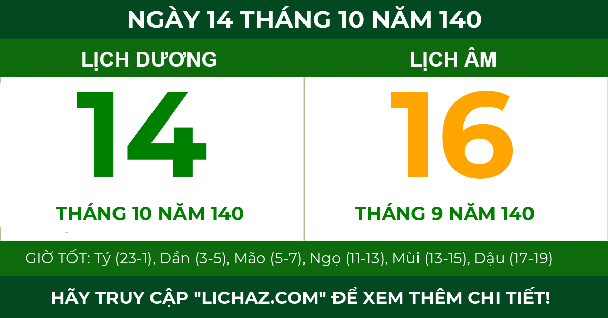 lịch âm ngày 14 tháng 10 năm 140