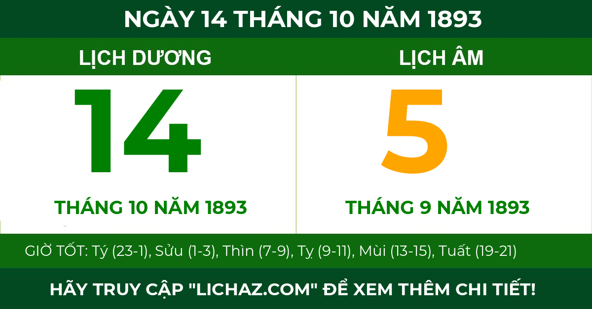lịch âm ngày 14 tháng 10 năm 1893
