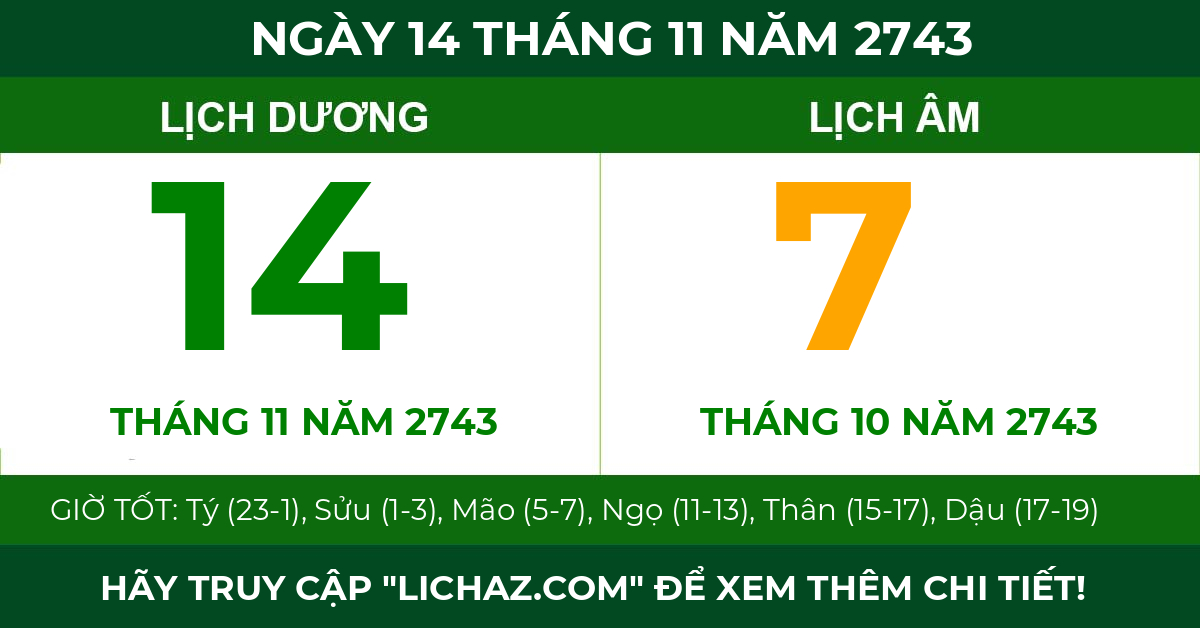 lịch âm ngày 14 tháng 11 năm 2743