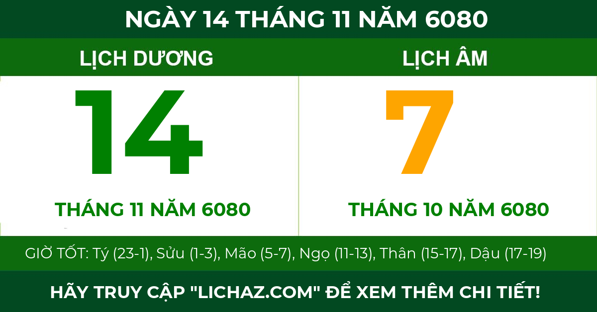 lịch âm ngày 14 tháng 11 năm 6080