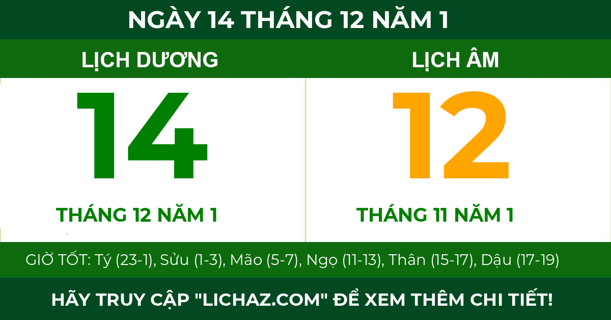 lịch âm ngày 14 tháng 12 năm 1