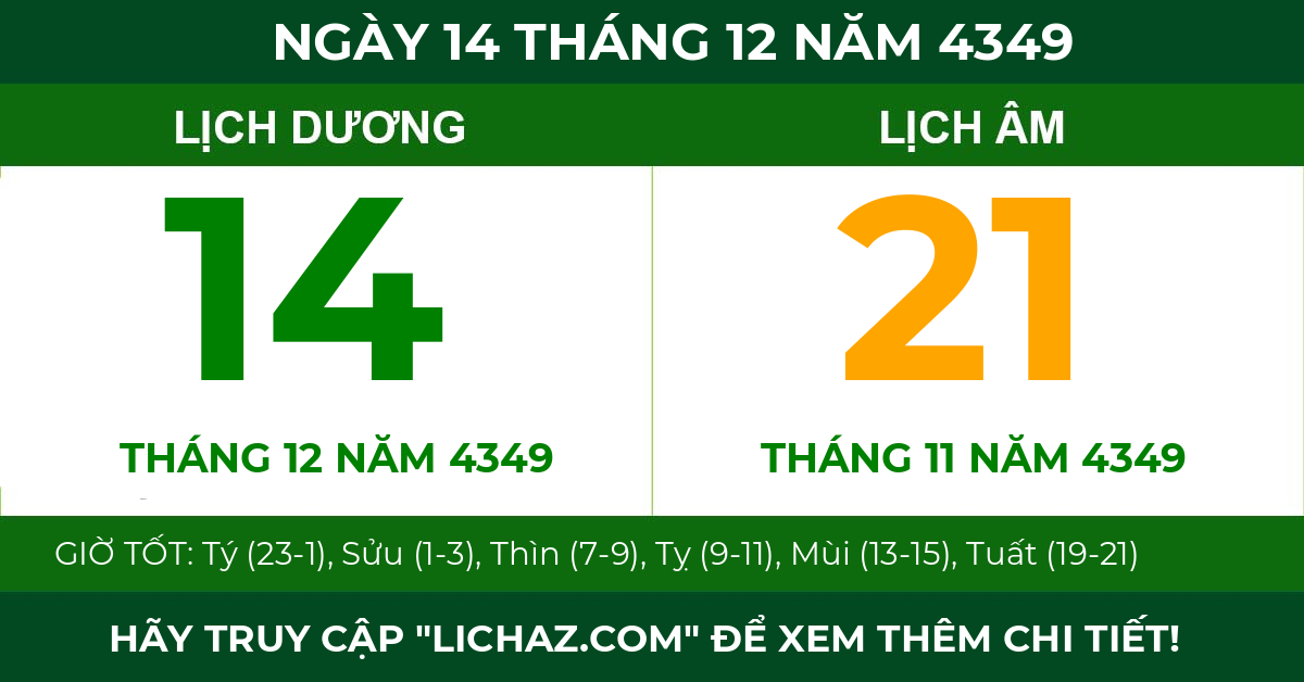 lịch âm ngày 14 tháng 12 năm 4349