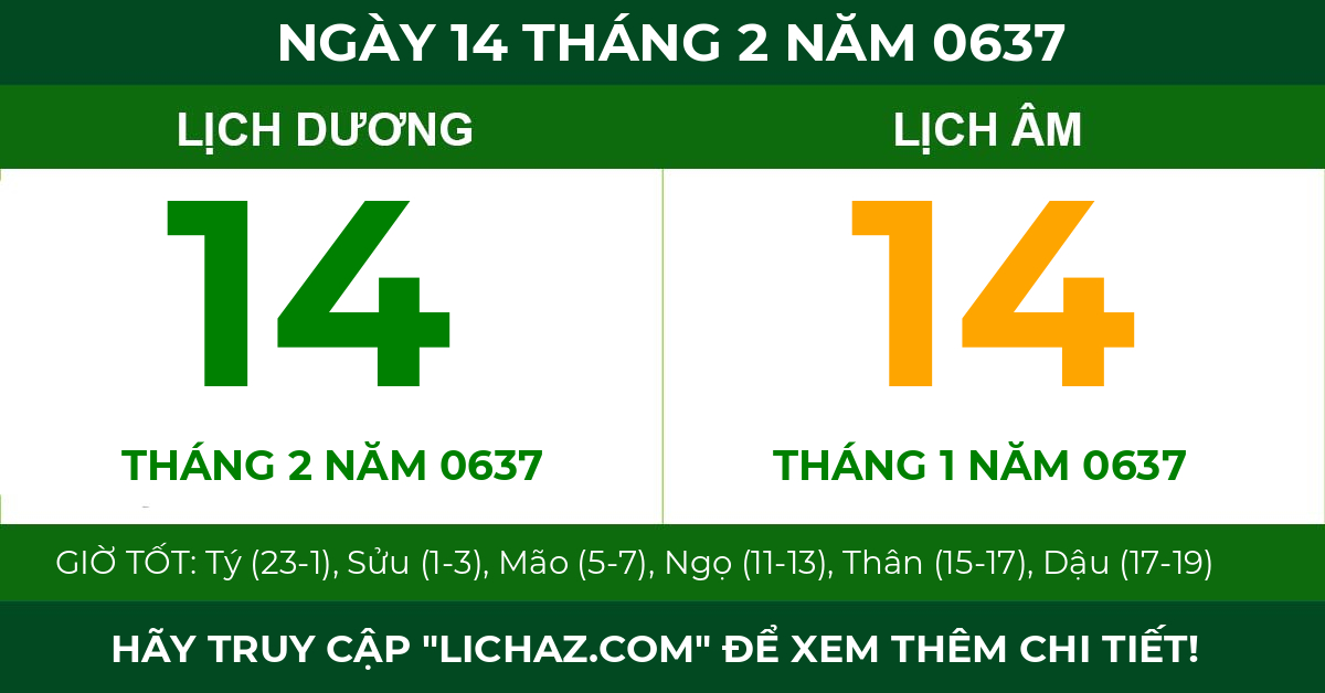 lịch âm ngày 14 tháng 2 năm 0637