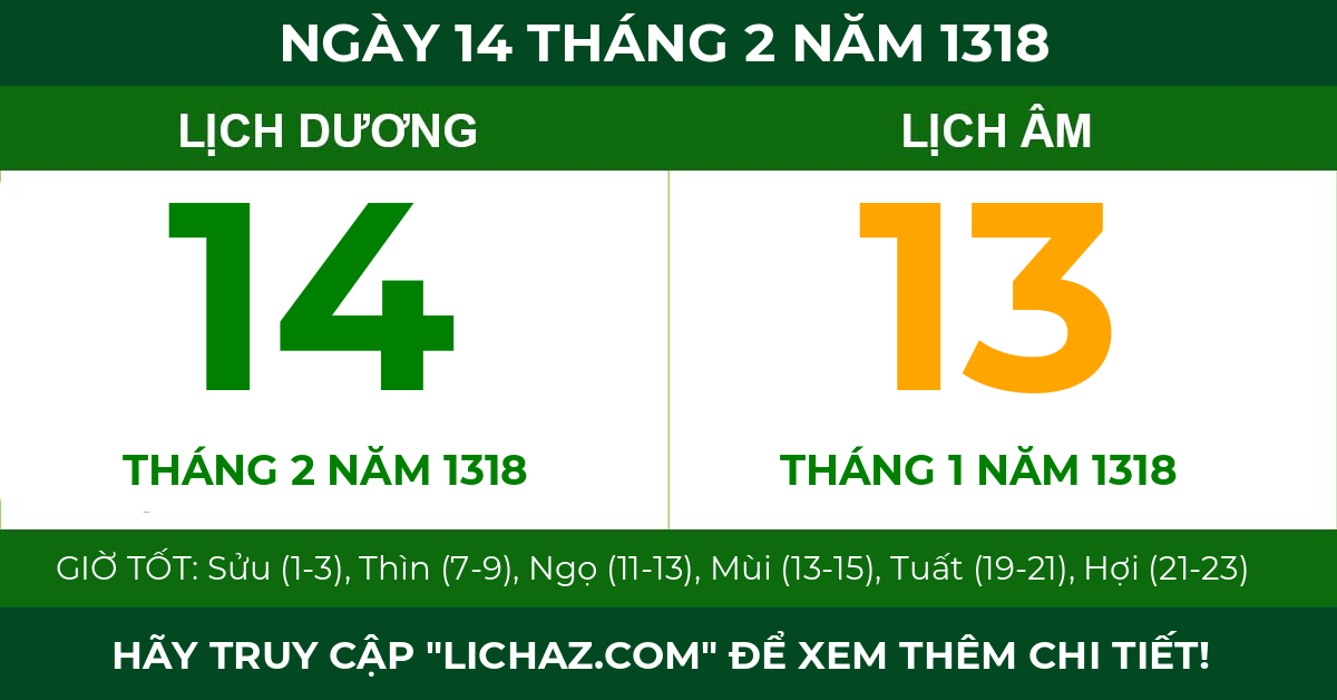 lịch âm ngày 14 tháng 2 năm 1318