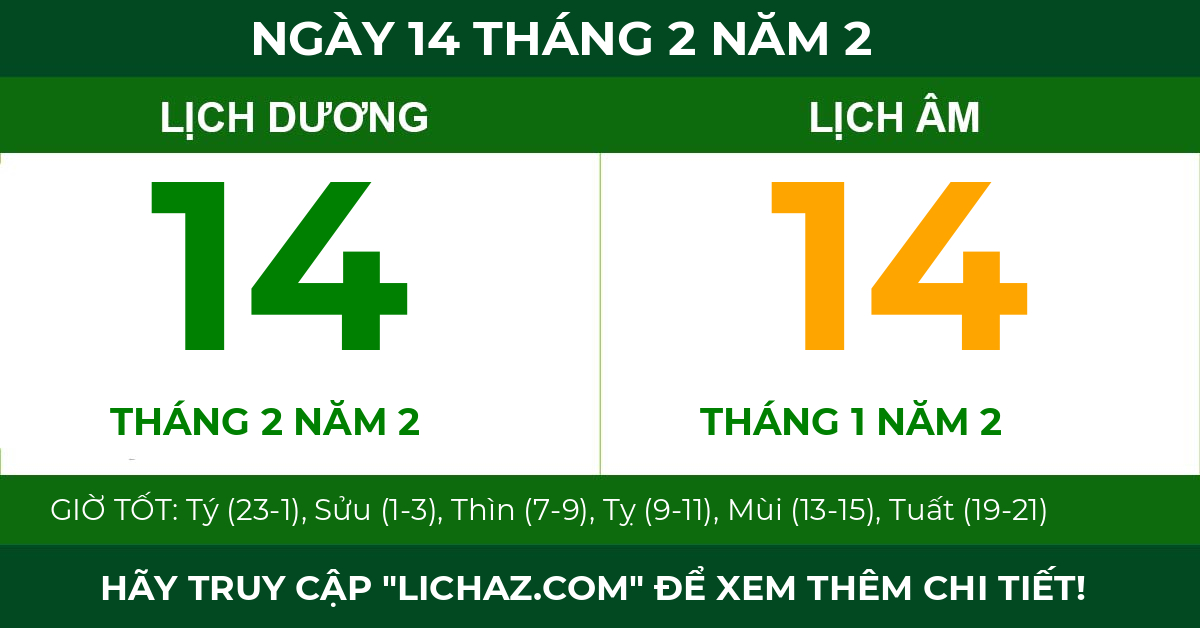 lịch âm ngày 14 tháng 2 năm 2