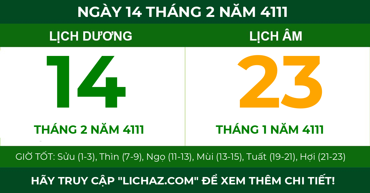 lịch âm ngày 14 tháng 2 năm 4111