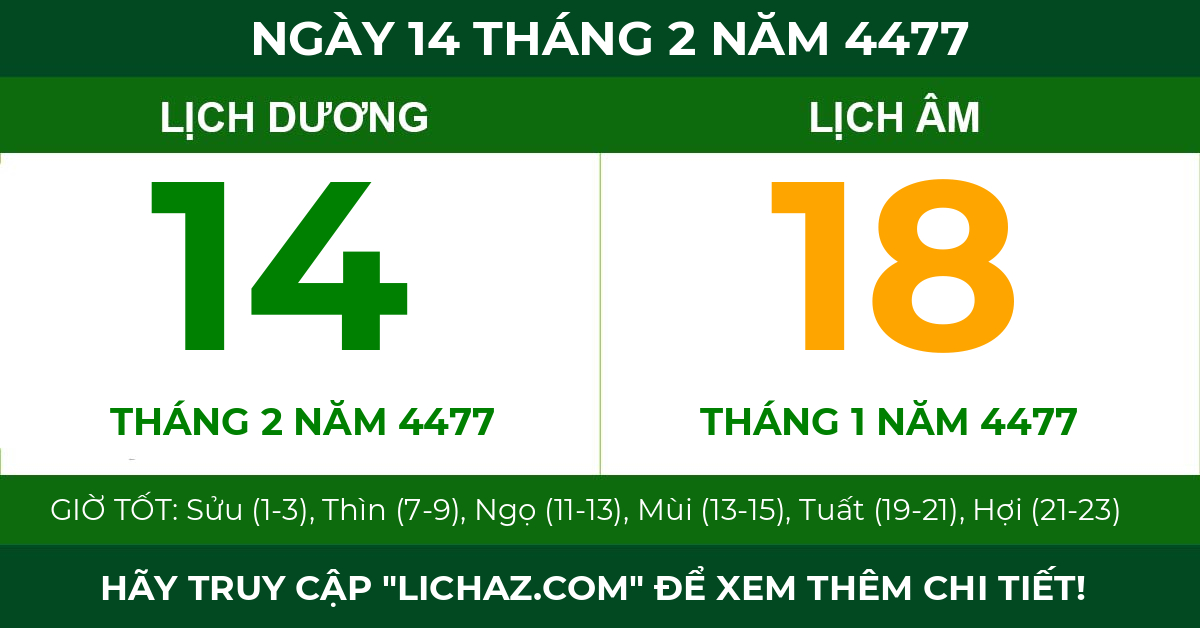 lịch âm ngày 14 tháng 2 năm 4477