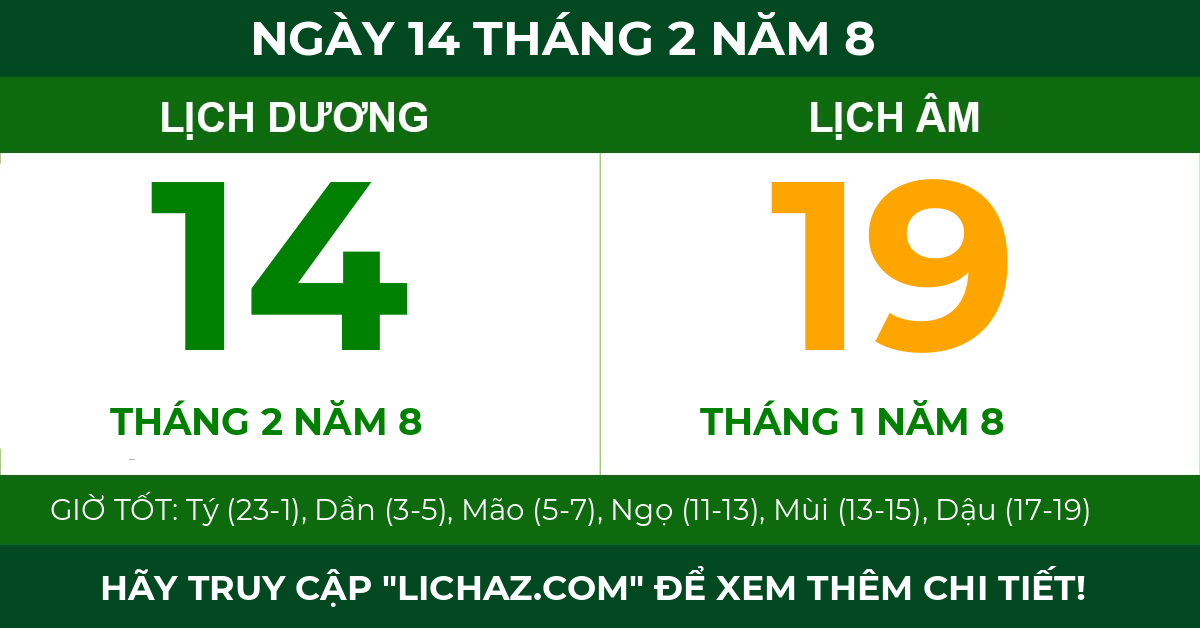 lịch âm ngày 14 tháng 2 năm 8