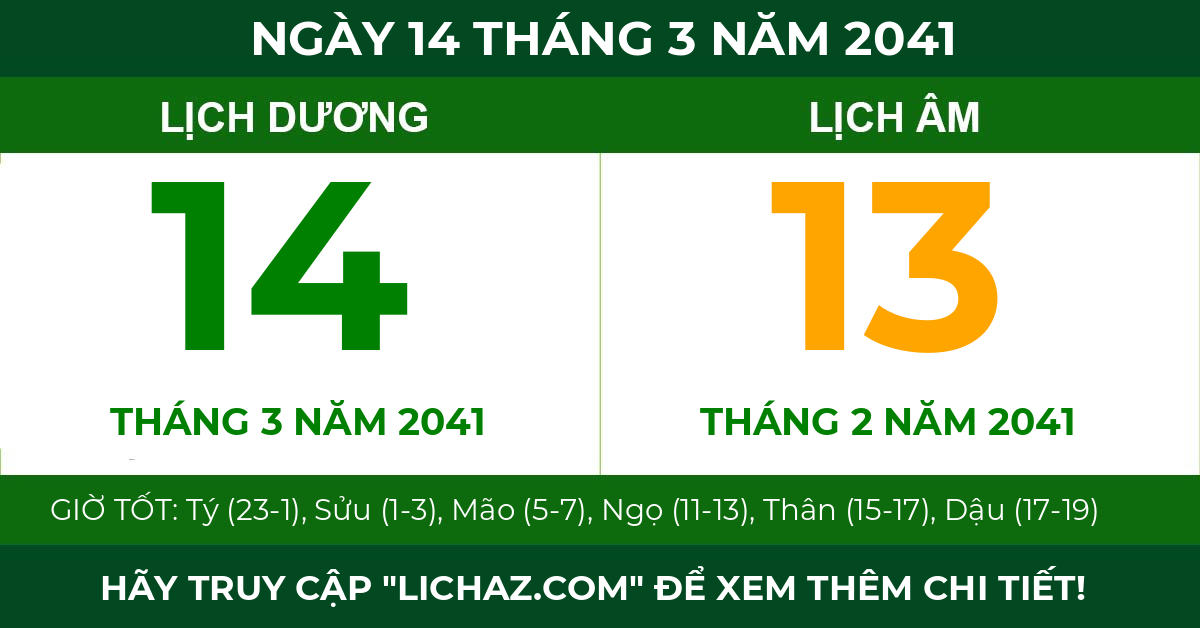 lịch âm ngày 14 tháng 3 năm 2041