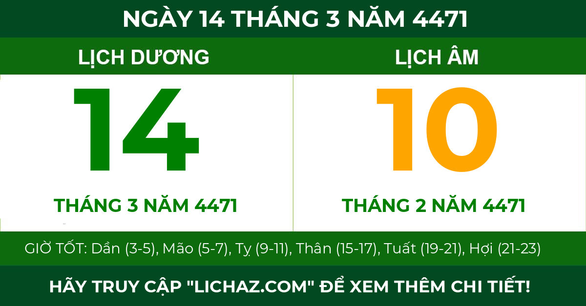 lịch âm ngày 14 tháng 3 năm 4471