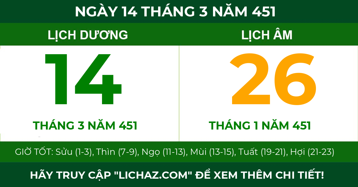lịch âm ngày 14 tháng 3 năm 451