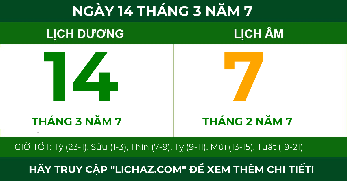 lịch âm ngày 14 tháng 3 năm 7