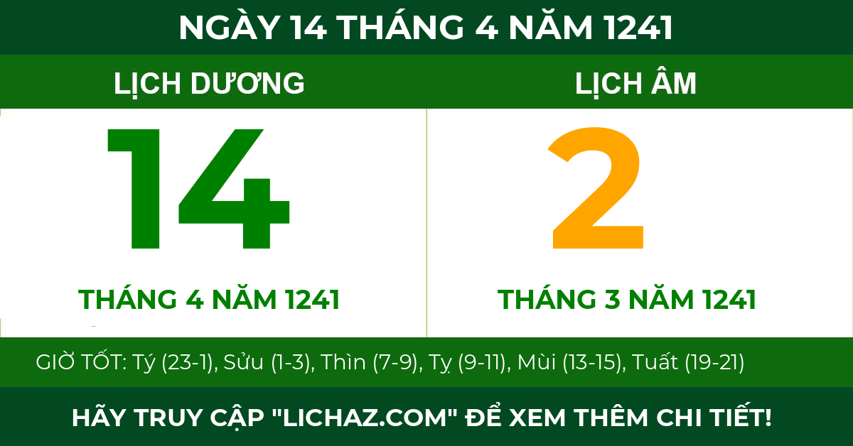lịch âm ngày 14 tháng 4 năm 1241