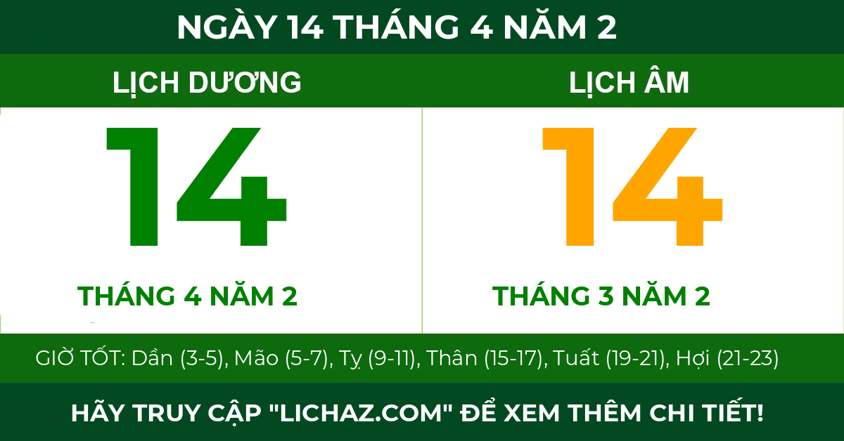 lịch âm ngày 14 tháng 4 năm 2