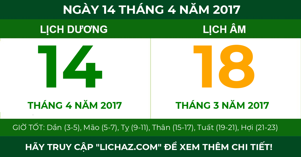 lịch âm ngày 14 tháng 4 năm 2017