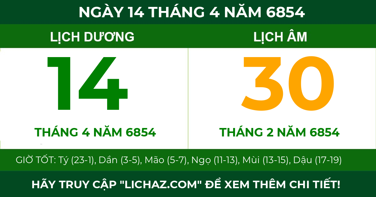 lịch âm ngày 14 tháng 4 năm 6854