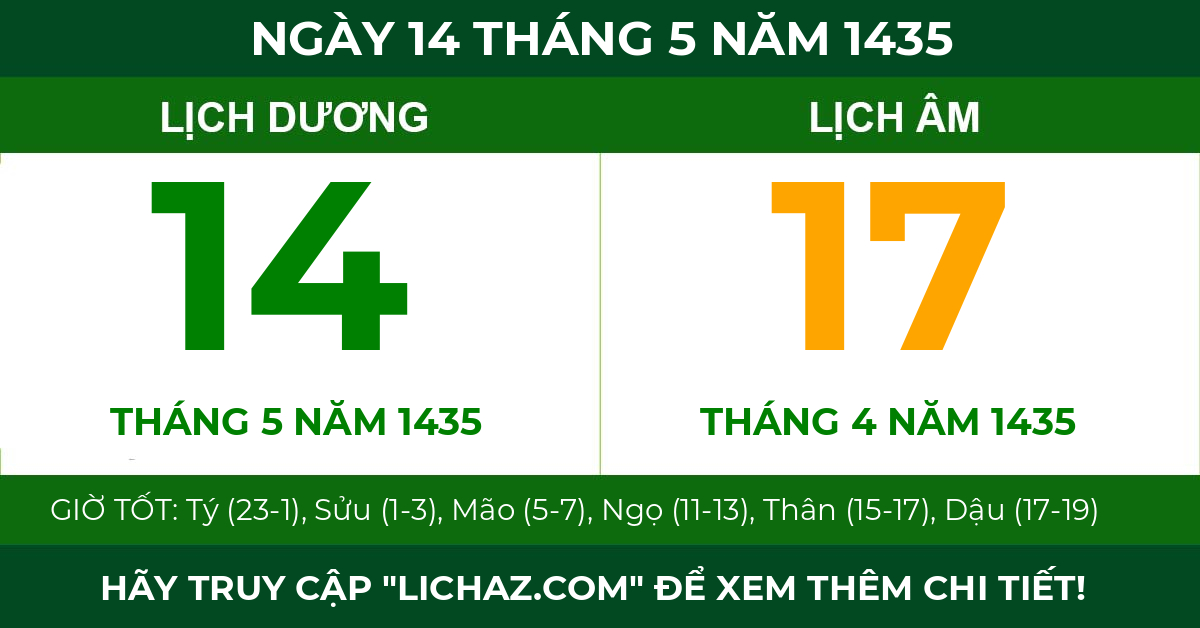 lịch âm ngày 14 tháng 5 năm 1435
