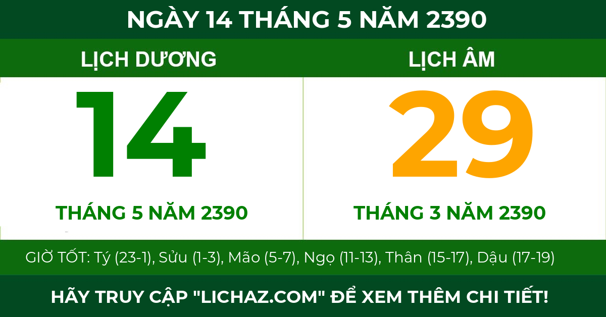 lịch âm ngày 14 tháng 5 năm 2390