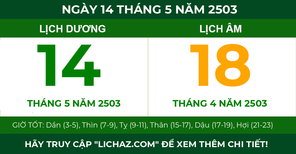 lịch âm ngày 14 tháng 5 năm 2503