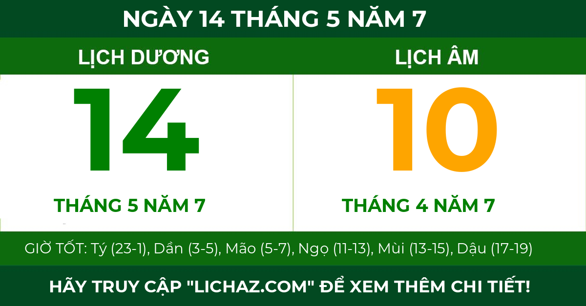 lịch âm ngày 14 tháng 5 năm 7