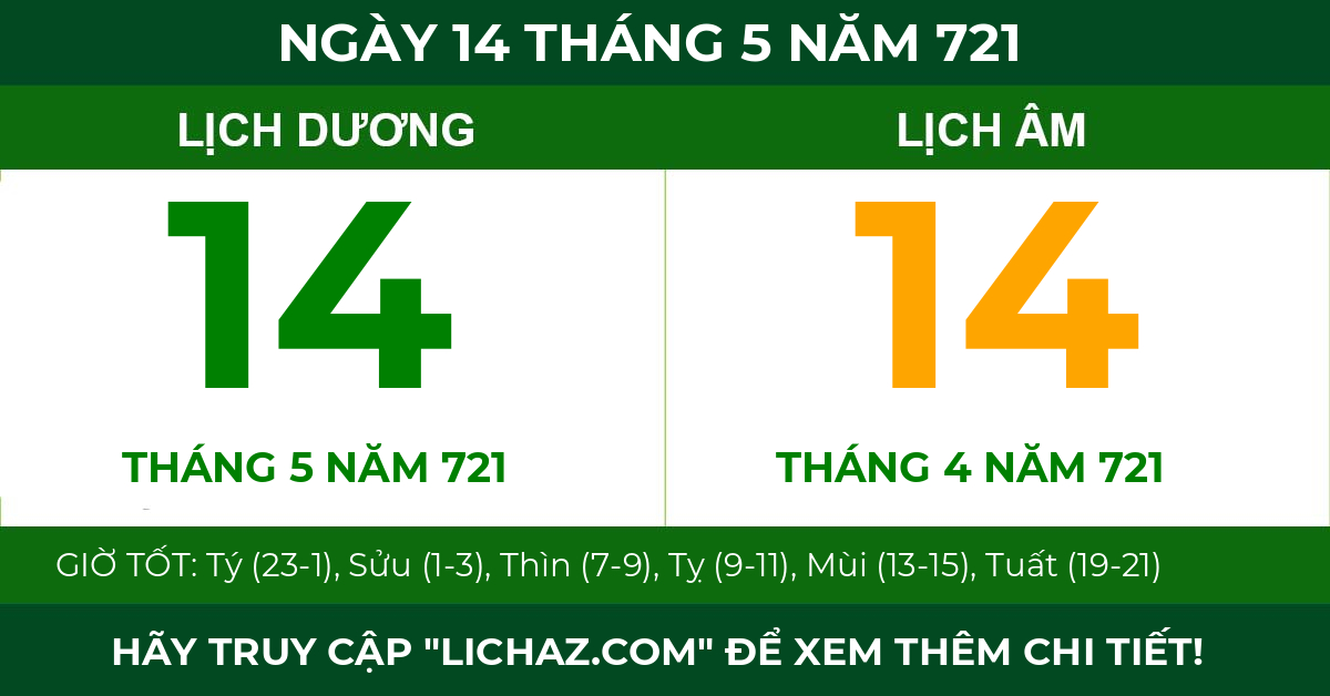 lịch âm ngày 14 tháng 5 năm 721