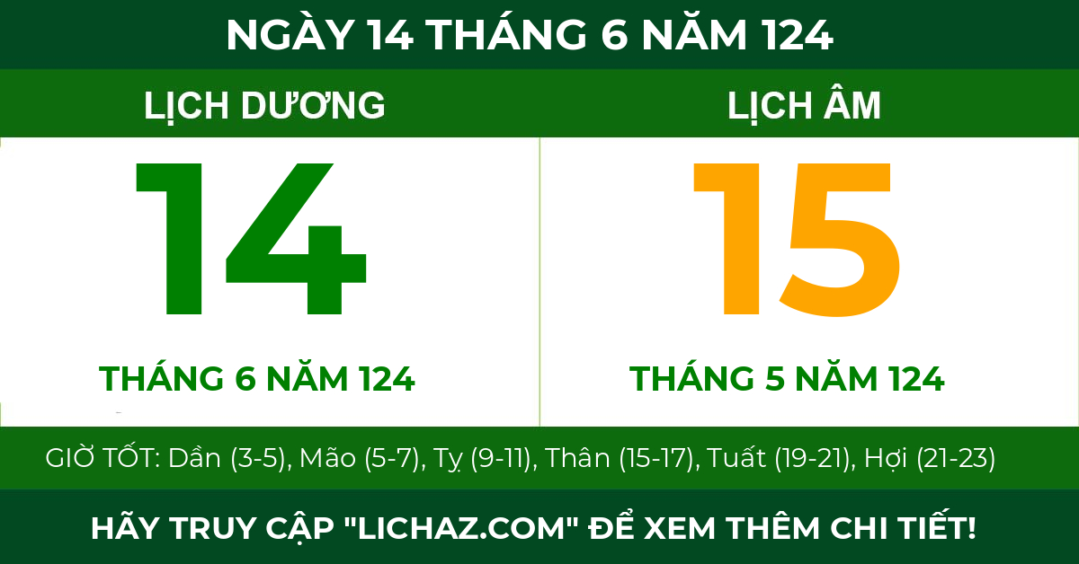 lịch âm ngày 14 tháng 6 năm 124