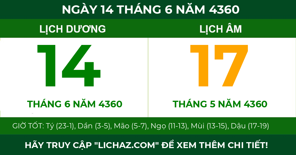 lịch âm ngày 14 tháng 6 năm 4360