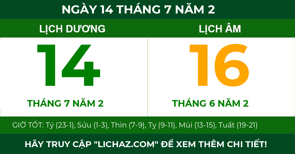 lịch âm ngày 14 tháng 7 năm 2