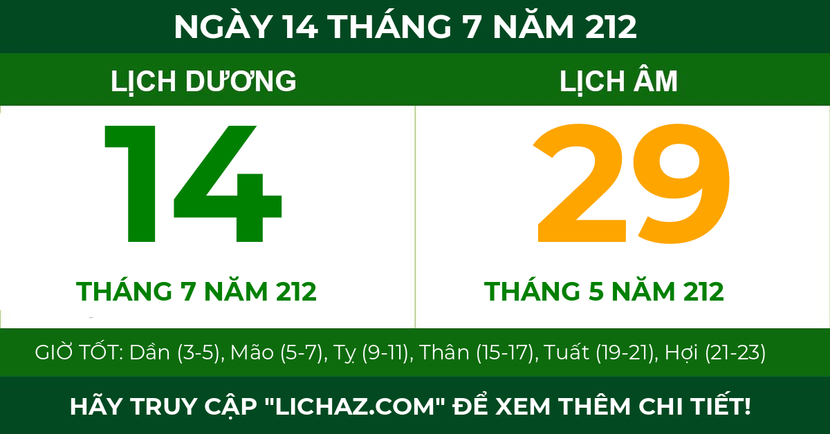 lịch âm ngày 14 tháng 7 năm 212