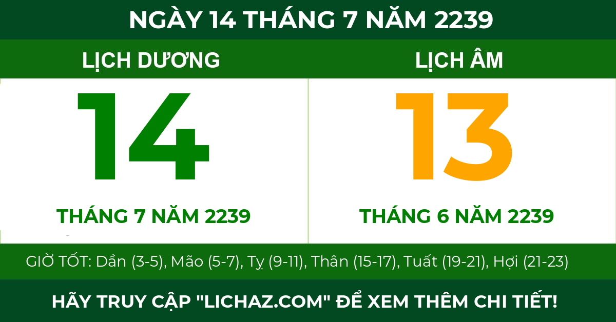 lịch âm ngày 14 tháng 7 năm 2239