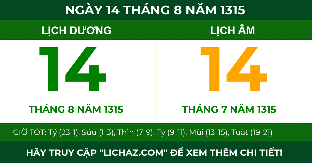 lịch âm ngày 14 tháng 8 năm 1315