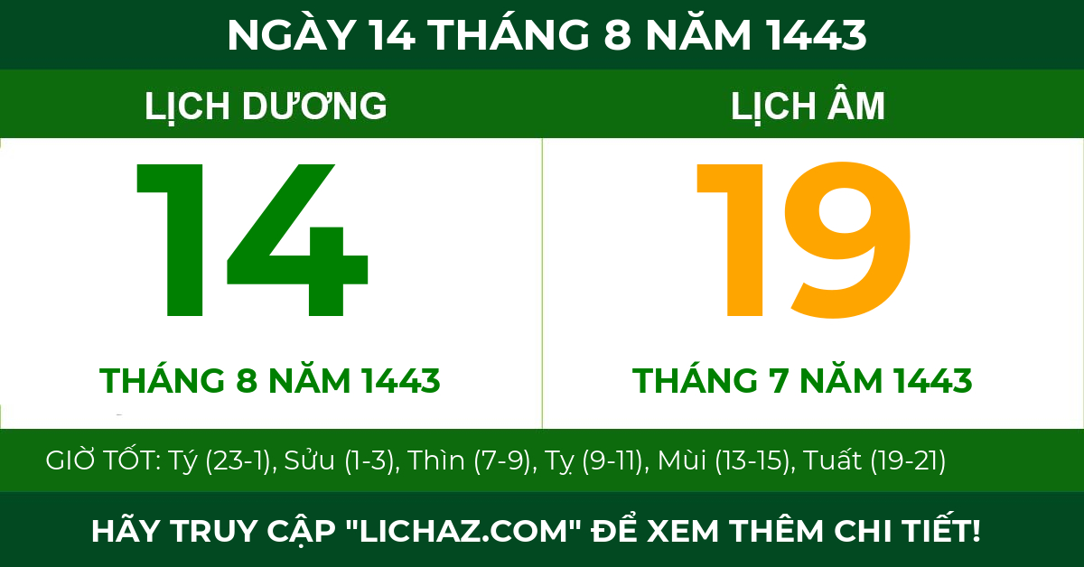 lịch âm ngày 14 tháng 8 năm 1443