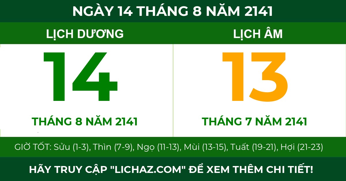 lịch âm ngày 14 tháng 8 năm 2141