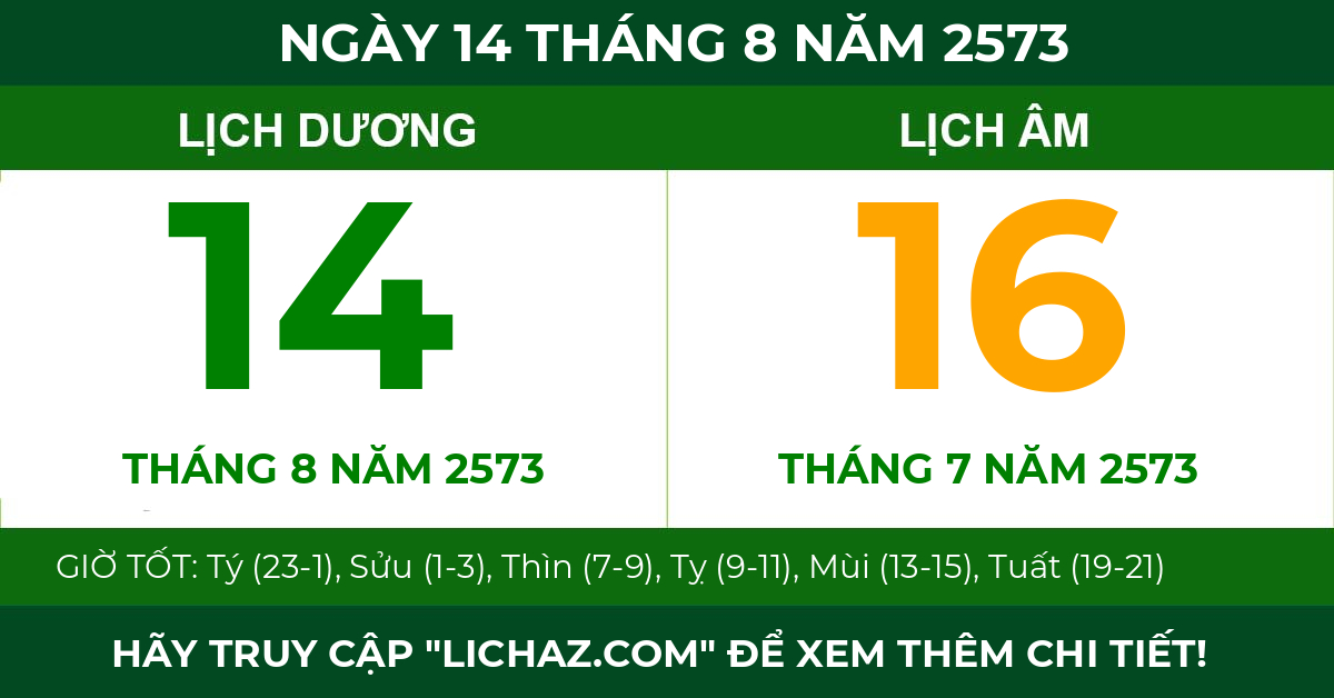 lịch âm ngày 14 tháng 8 năm 2573