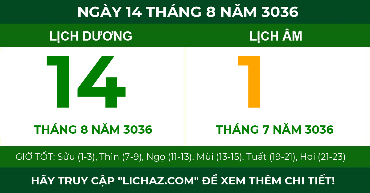 lịch âm ngày 14 tháng 8 năm 3036