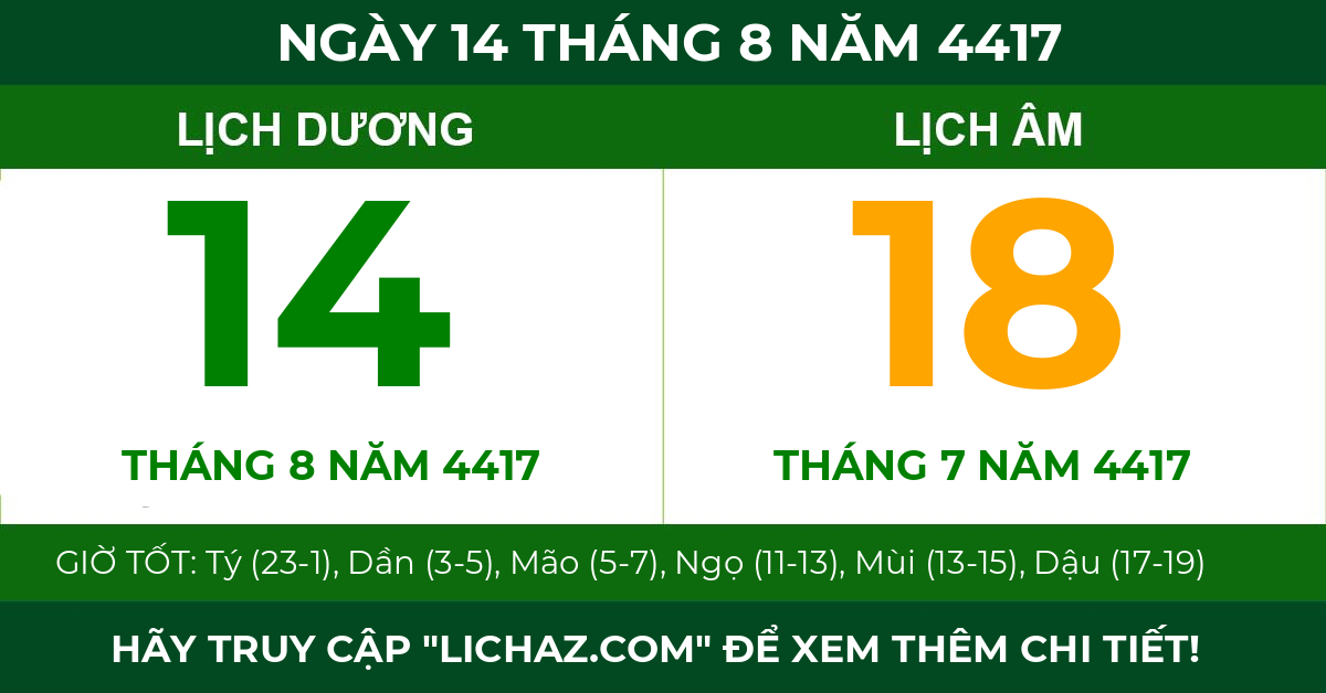 lịch âm ngày 14 tháng 8 năm 4417