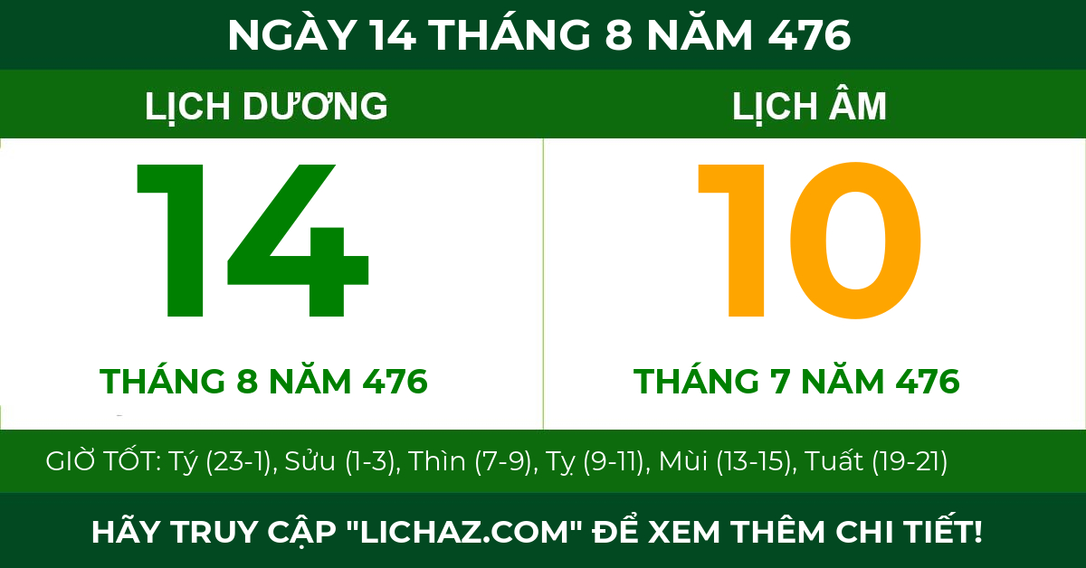 lịch âm ngày 14 tháng 8 năm 476