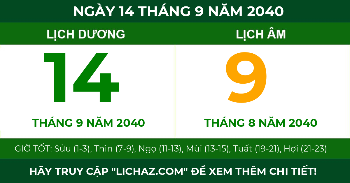 lịch âm ngày 14 tháng 9 năm 2040
