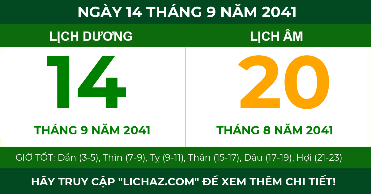 lịch âm ngày 14 tháng 9 năm 2041