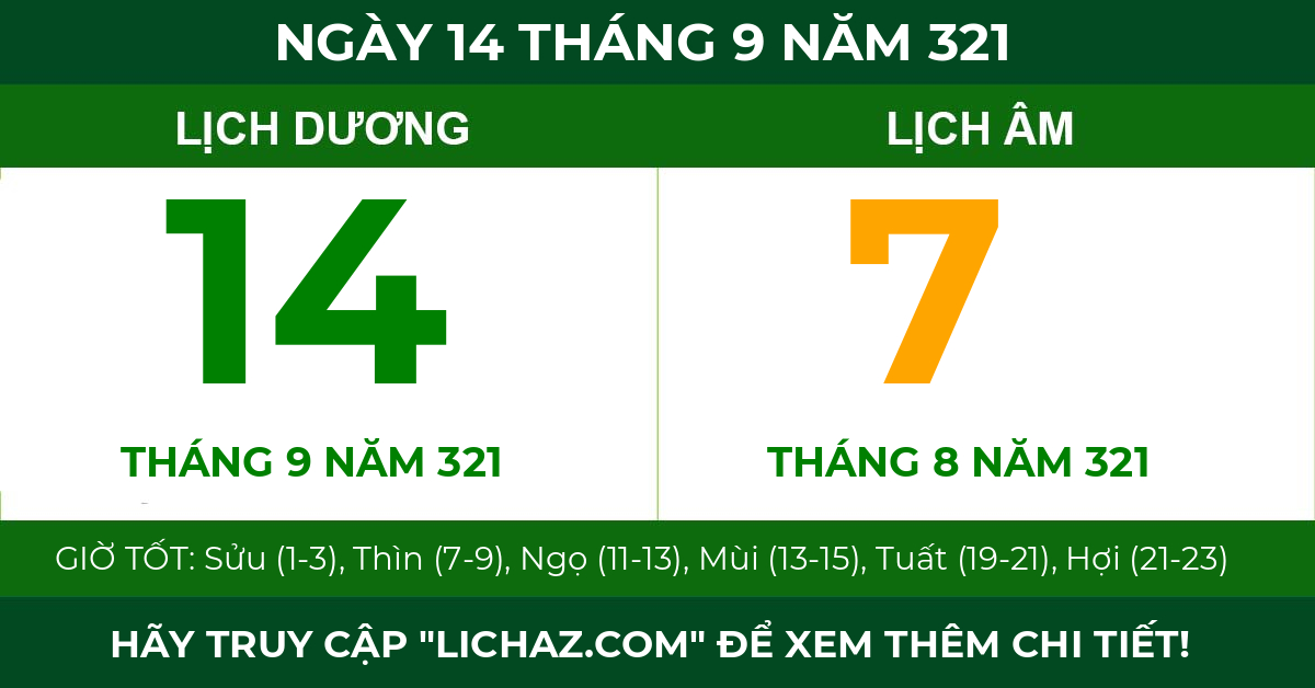 lịch âm ngày 14 tháng 9 năm 321
