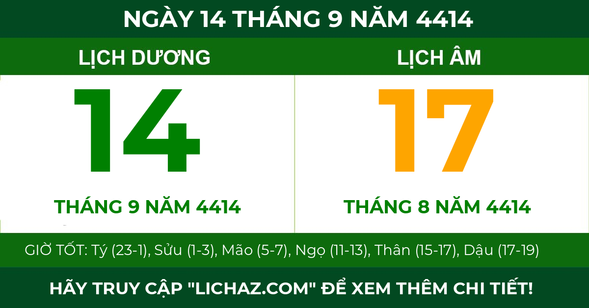 lịch âm ngày 14 tháng 9 năm 4414